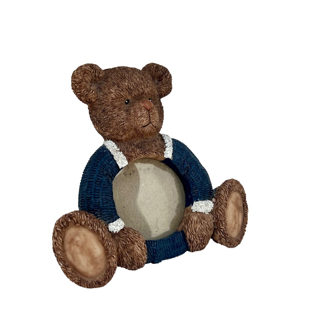 Anna Krajewski Teddy Bear Picture Frame Resin Blue Sweater Small 5x5